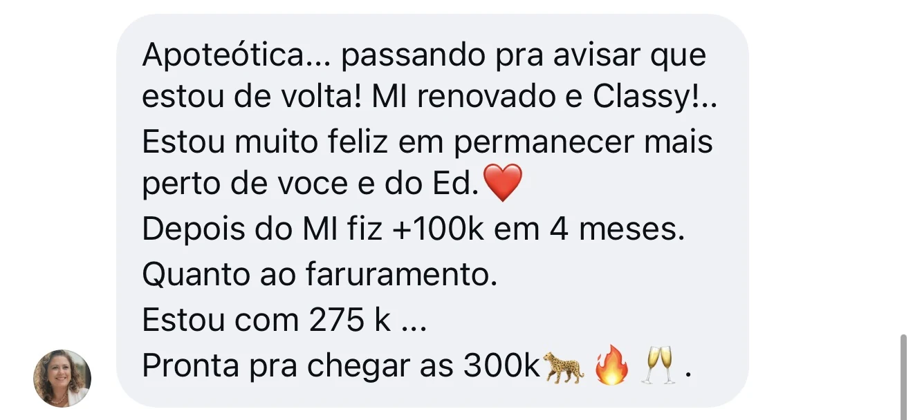 Aluna relata mais de 100 mil reais em quatro meses e faturamento de 275 mil reais após o Marca Irresistível