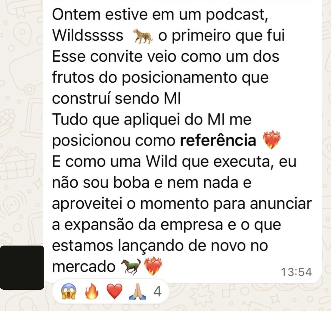 Relato anônimo sobre transformação de posicionamento e comunicação